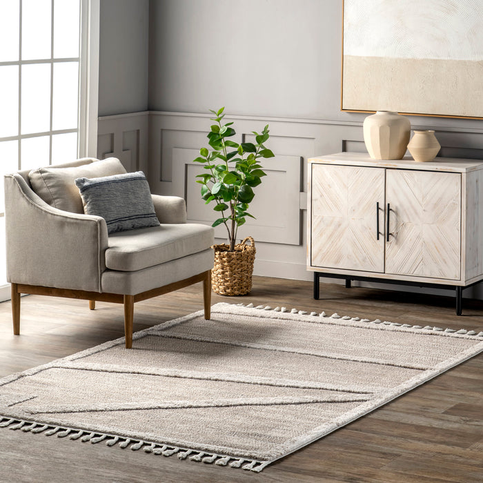 Beige Modern Raised Area Rug for Home Decor