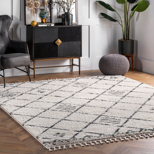 Beige Modern Trellis Area Rug 160x230 cm