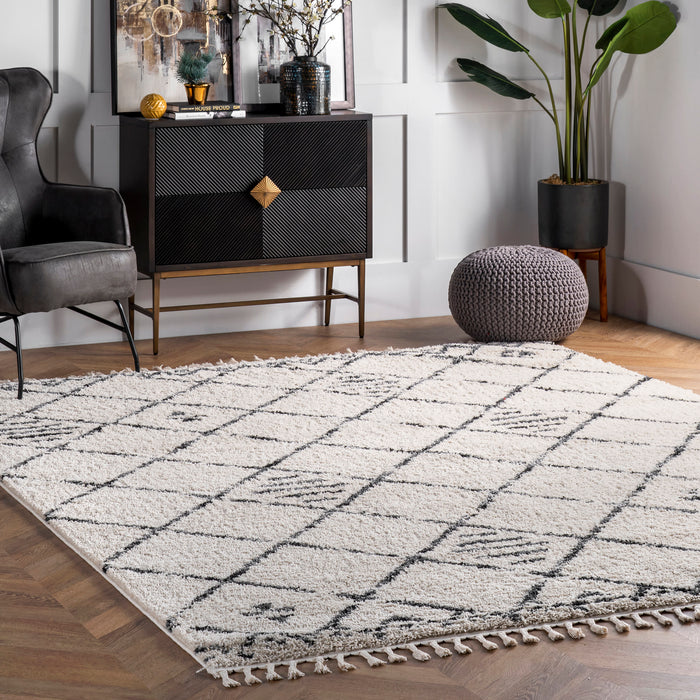 Beige Modern Trellis Area Rug 160x230 cm