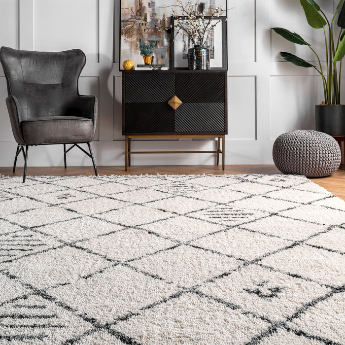 Beige Modern Trellis Area Rug 160x230 cm