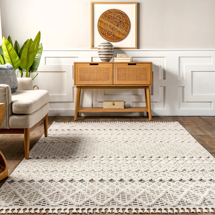 Beige Moroccan Trellis Area Rug 120x180 cm