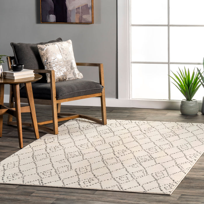 Beige Moroccan Trellis Area Rug 160 x 230 cm