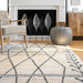 Beige Non-Slip Backing Area Rug With Modern Trellis Design