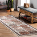 Beige Oriental Fringed Area Rug with Vibrant Pattern