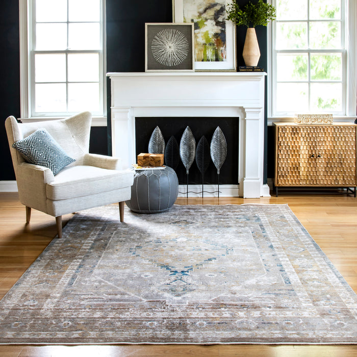 Beige Patterned Area Rug for Living Room 160x230 cm