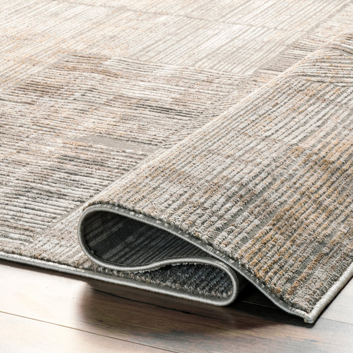 Beige Pinstriped Area Rug for Living Room 140x200 cm