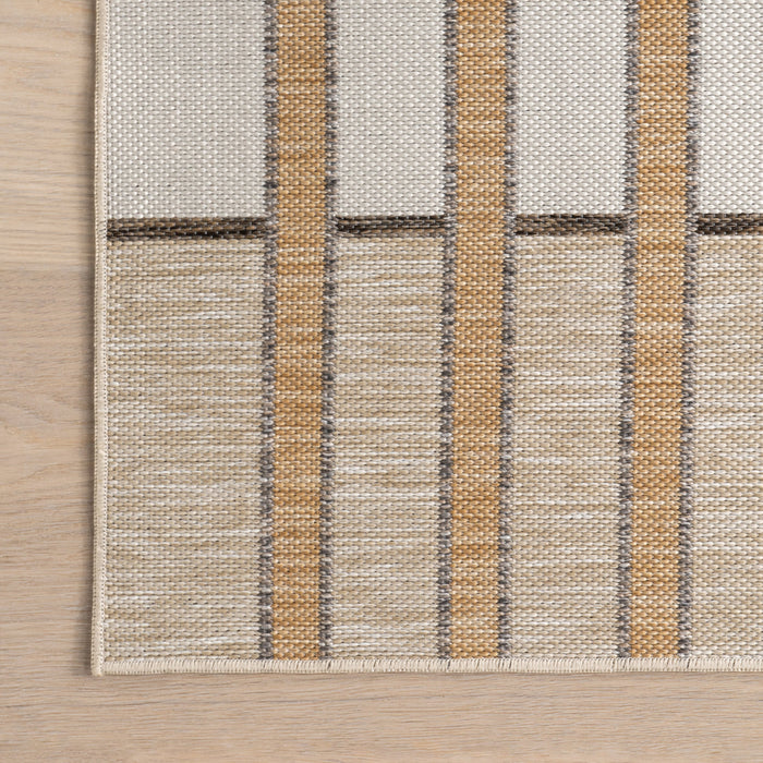 Beige Plaid Indoor Outdoor Area Rug 120x180 cm