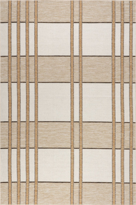 Beige Plaid Indoor Outdoor Area Rug 120x180 cm