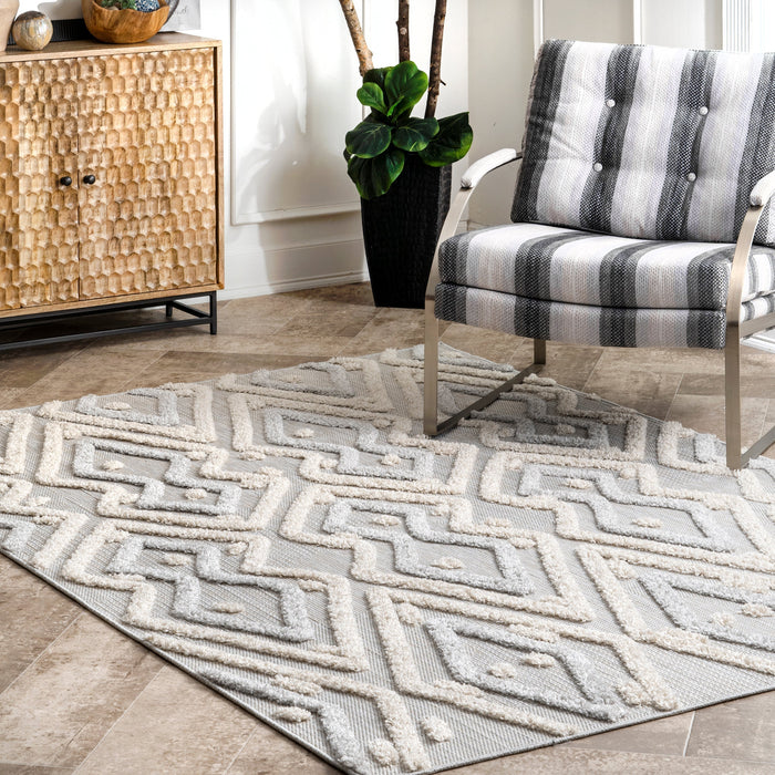 Beige Raised Theta Trellis Area Rug 120x180 cm