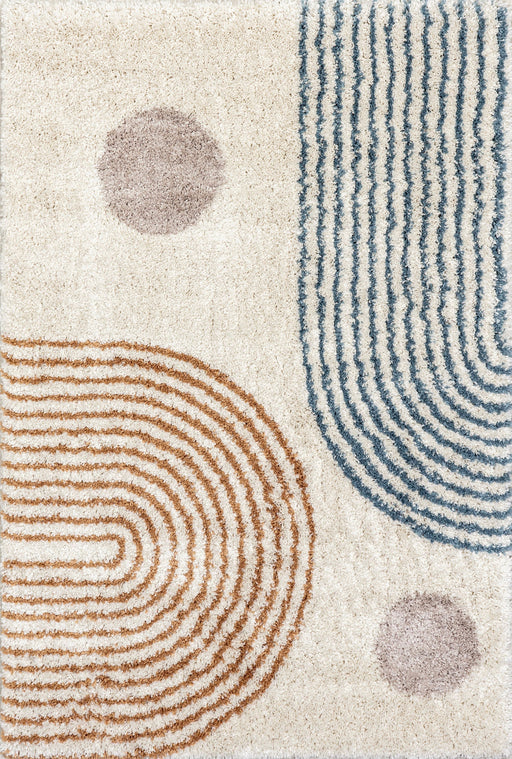 Beige Retro Geometric Shag Area Rug 120x180 cm