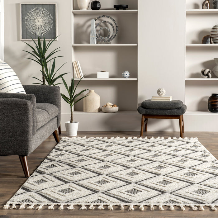 Beige Retro Tiled Area Rug 150x90 cm