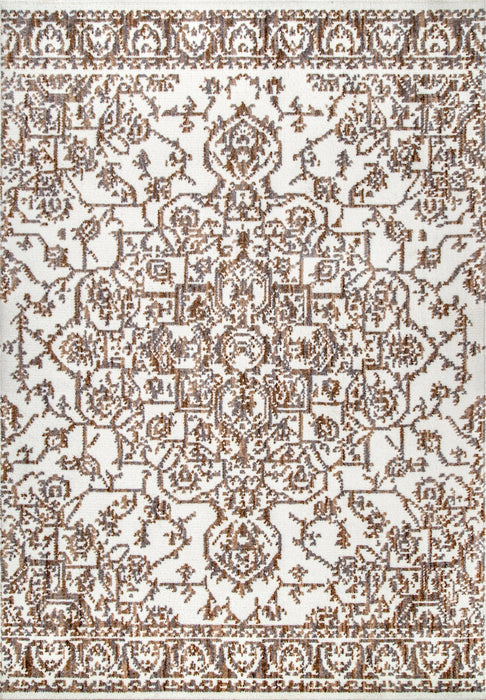 Beige Rosette Medallion Area Rug 150 x 240 Centimeters