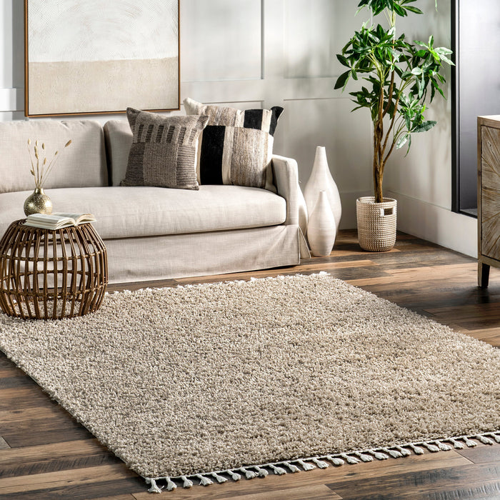 Beige Shag Area Rug 120x180 cm