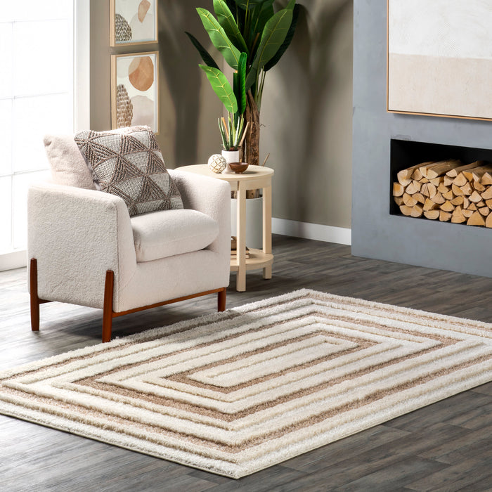 Beige Shag Area Rug 120x180 cm