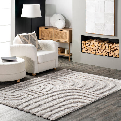 Beige Shag Area Rug 150x200 cm