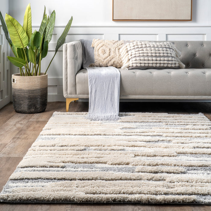 Beige Shag Geodes Area Rug 120cm x 180cm