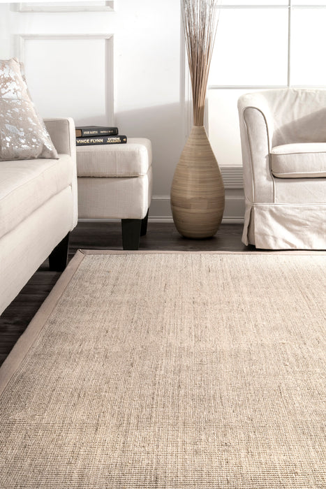 Beige Sisal Area Rug With Bordered Edges 160x230 cm