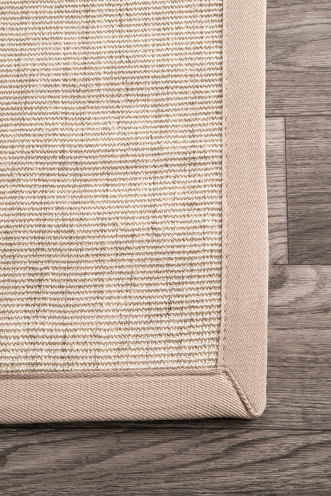 Beige Sisal Area Rug with Border Durable Natural Fiber