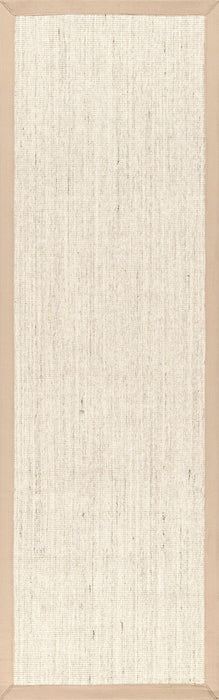 Beige Sisal Area Rug with Border Durable Natural Fiber