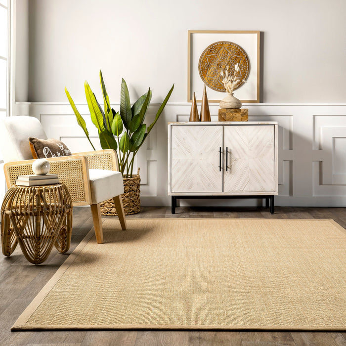 Beige Sisal Herringbone Area Rug 100% Natural Fiber 120x180 CM