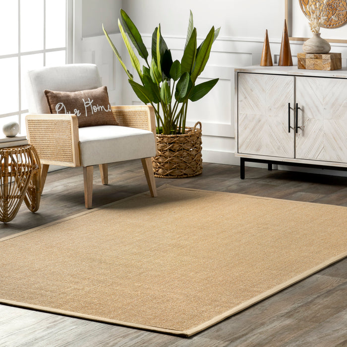 Beige Sisal Herringbone Area Rug 120x180 cm