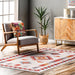 Beige Southwestern Diamond Machine Washable Area Rug