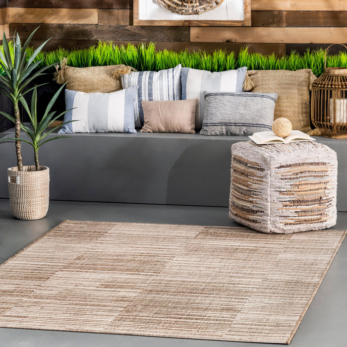 Beige Square Shingles Area Rug for Indoor and Outdoor Use