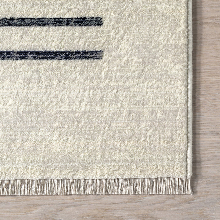 Beige Striped Area Rug 120 x 180 cm Soft Texture