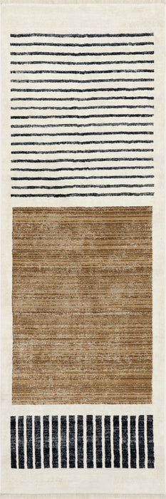 Beige Striped Area Rug 120 x 180 cm Soft Texture