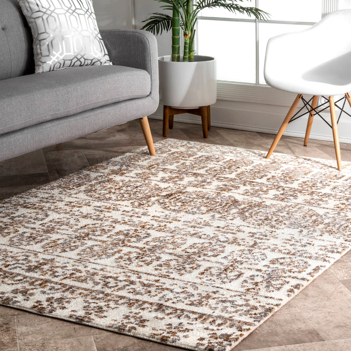 Beige Striped Area Rug for Living Room 160 x 230 cm