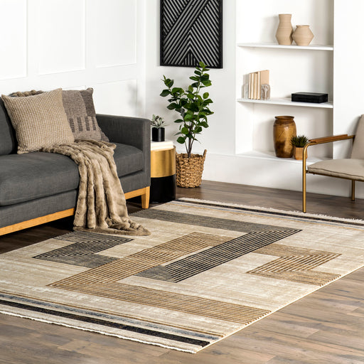 Beige Striped Area Rug for Modern Interiors