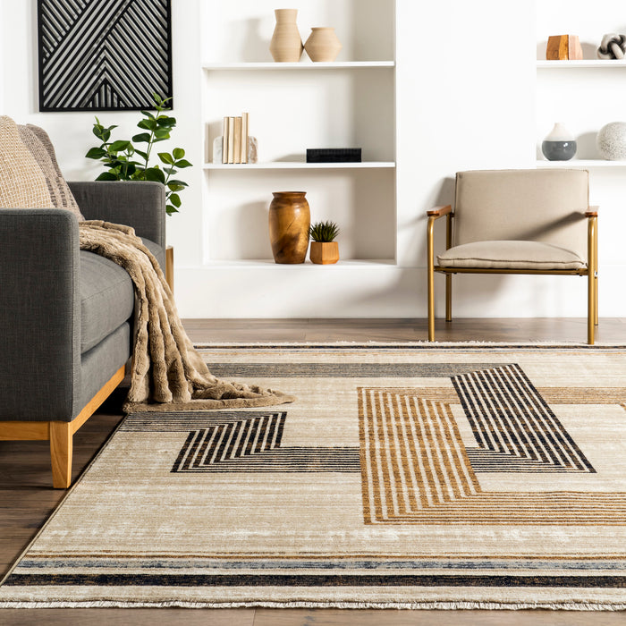 Beige Striped Area Rug for Modern Interiors