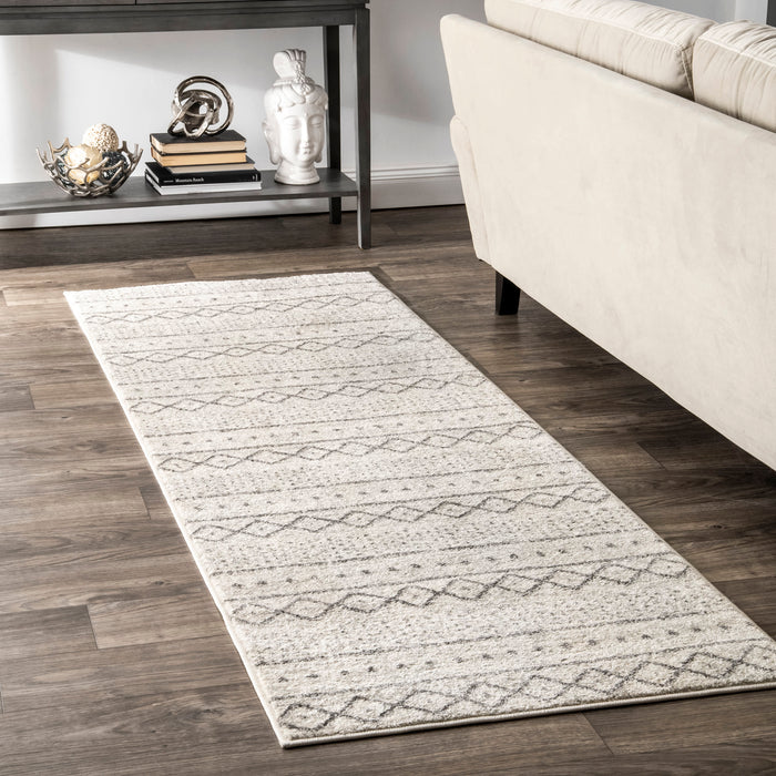 Beige Striped Geometric Area Rug 100x150 cm