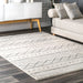 Beige Striped Geometric Area Rug 160 x 230 cm