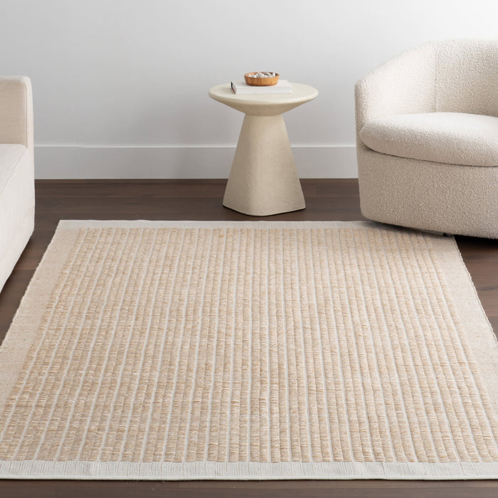 Beige Striped Indoor Outdoor Area Rug 120x180 cm