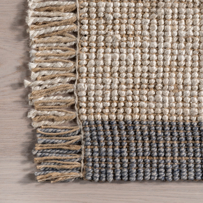 Beige Striped Jute Cotton Rug 120x180 cm