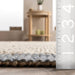 Beige Striped Jute Cotton Rug 120x180 cm