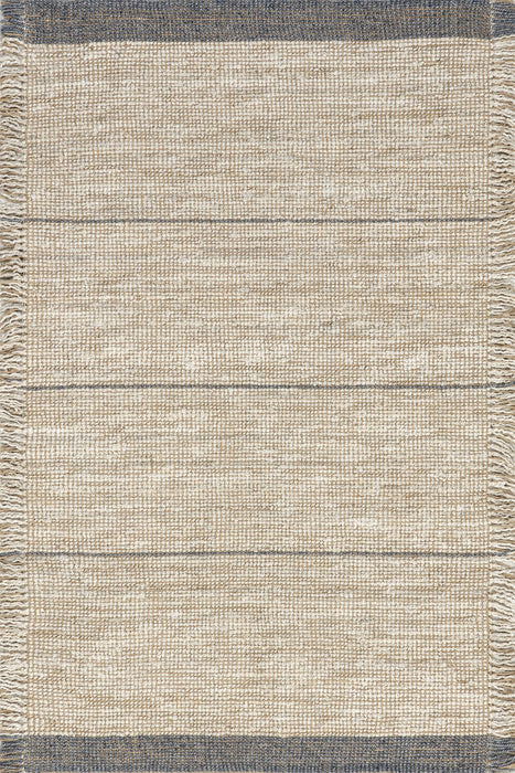 Beige Striped Jute Cotton Rug 120x180 cm