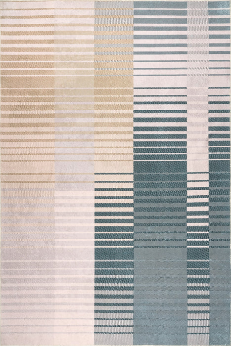 Beige Striped Machine Washable Area Rug 120x180 cm