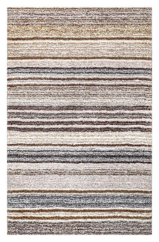 Beige Striped Shag Area Rug for Soft and Cozy Spaces