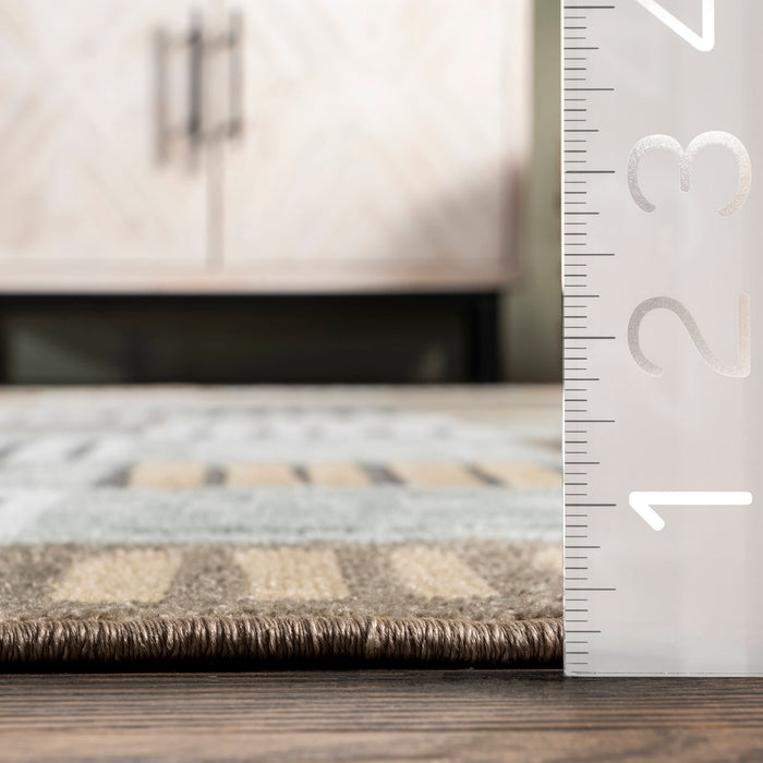 Beige Striped Washable Area Rug 160x230 cm