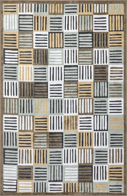 Beige Striped Washable Area Rug 160x230 cm