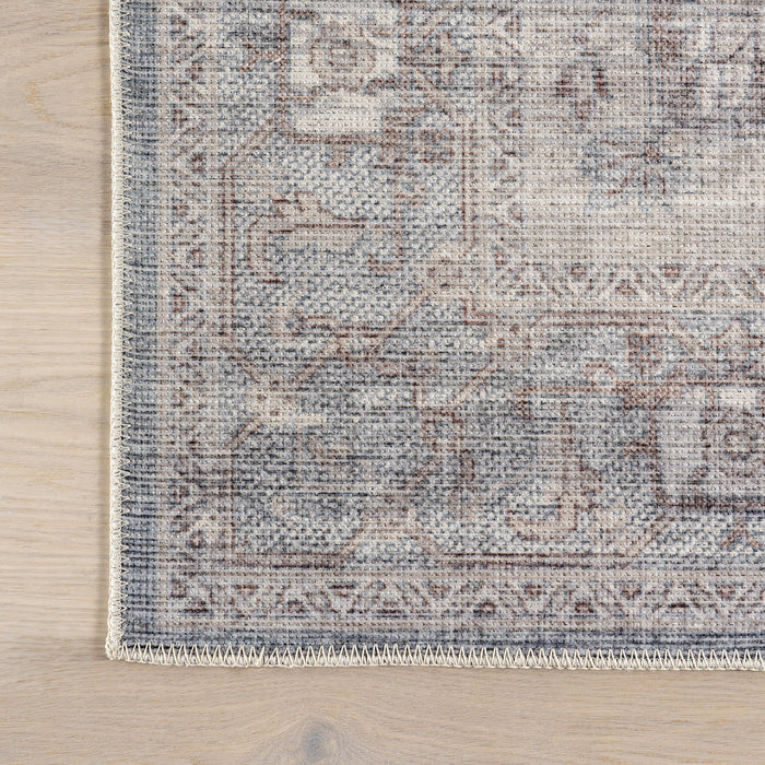 Beige Tabby Medallion Area Rug Machine Washable 80x150 cm