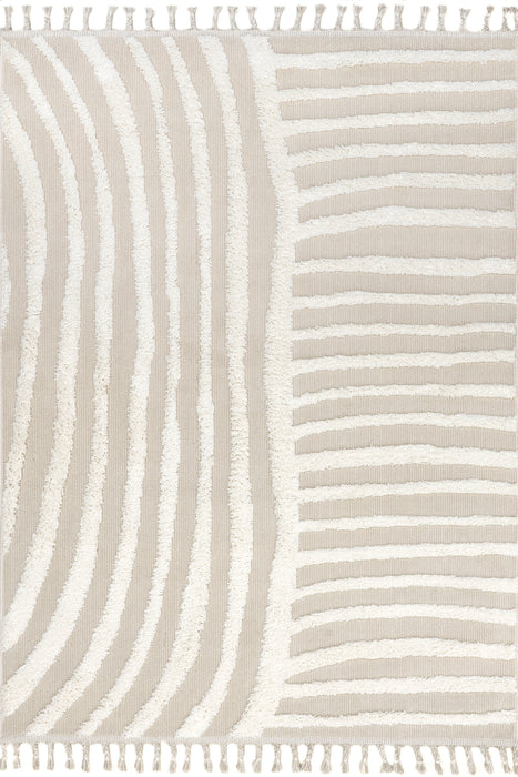 Beige Tasseled Area Rug For Living Room And Bedroom