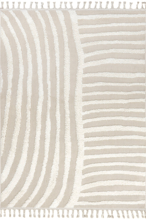 Beige Tasseled Area Rug For Living Room And Bedroom