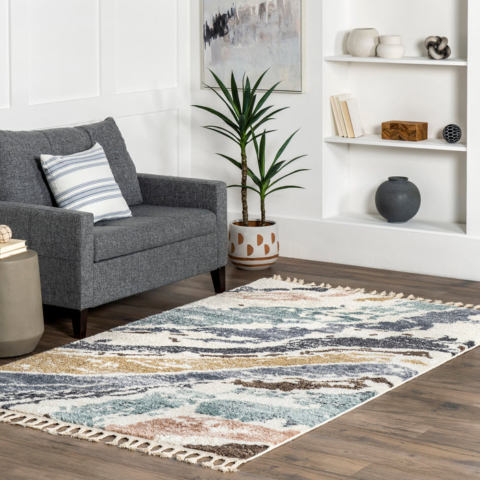 Beige Tasseled Area Rug for Home Decor