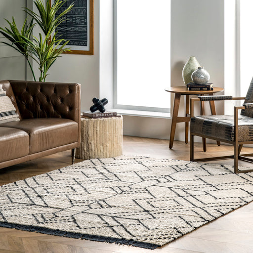 Beige Tasseled Area Rug for Modern Home Decor