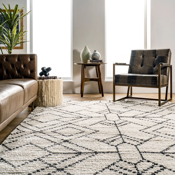 Beige Tasseled Area Rug for Modern Home Decor