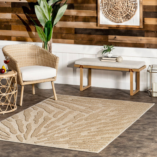 Beige Textured Area Rug For Indoor Outdoor Use