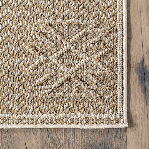 Beige Textured Bohemian Area Rug 152 cm x 244 cm